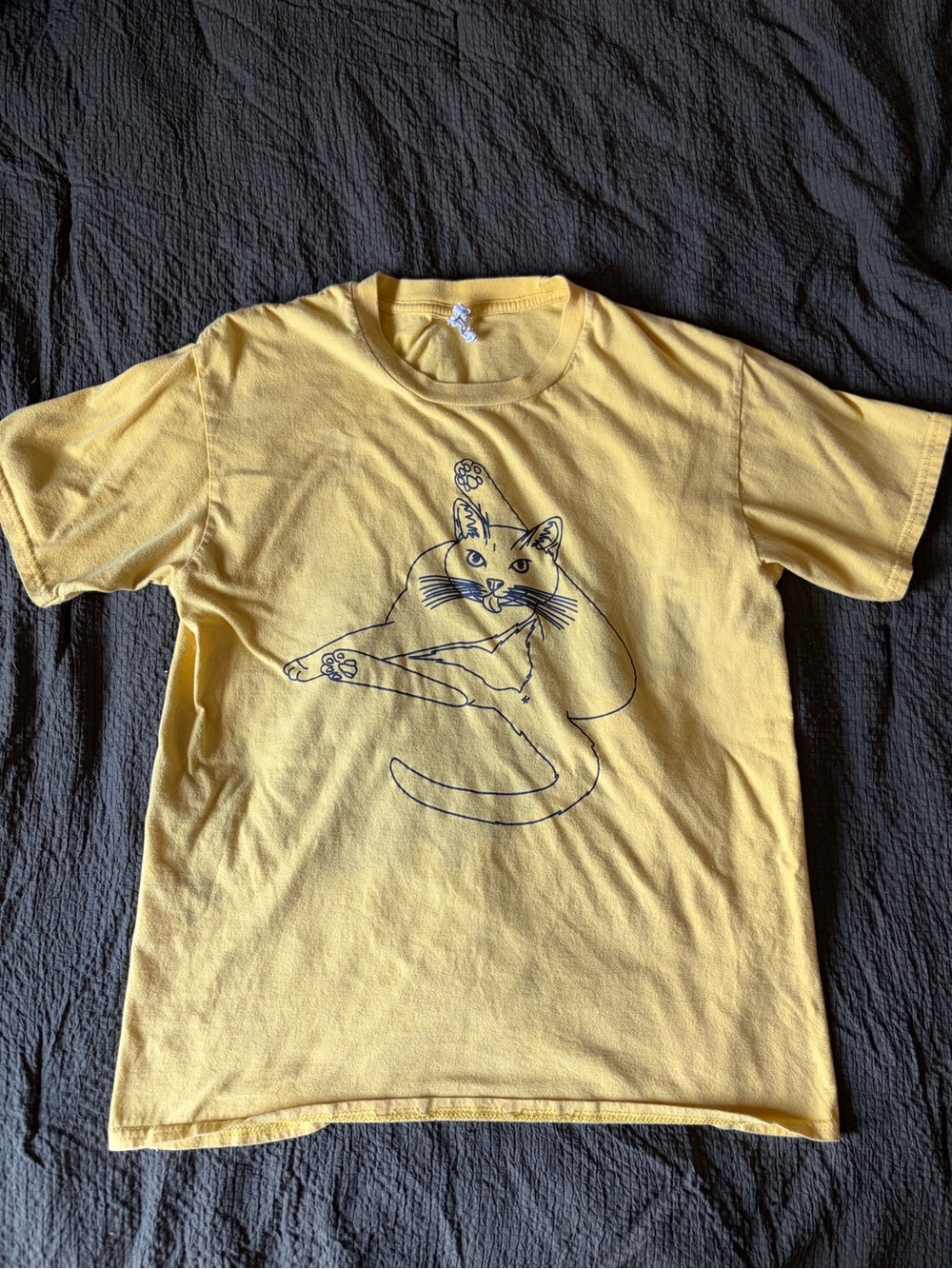 Gildan Yellow Short Sleeve Tee with Cat Line Art